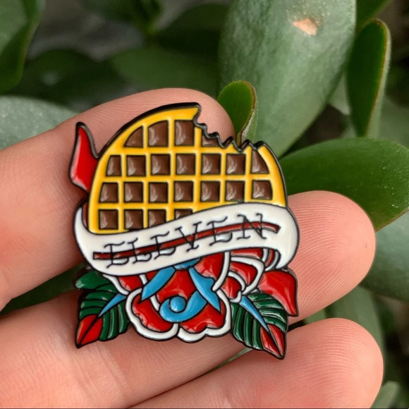 Jewelry - Brand new Stranger Things inspired enamel pin Eleven with Waffle